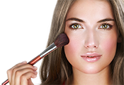 Demure Girl Applying Makeup to Face